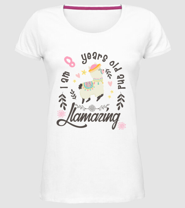 Birthday Llamazing 8 years old model alb pe tricou