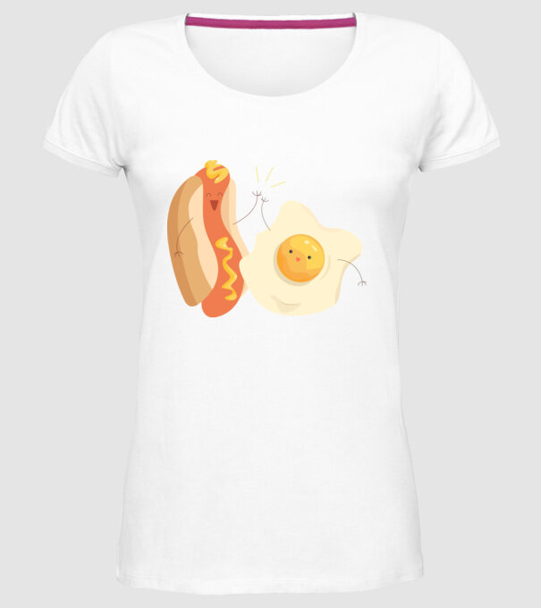 best friends hot dog egg model alb pe tricou