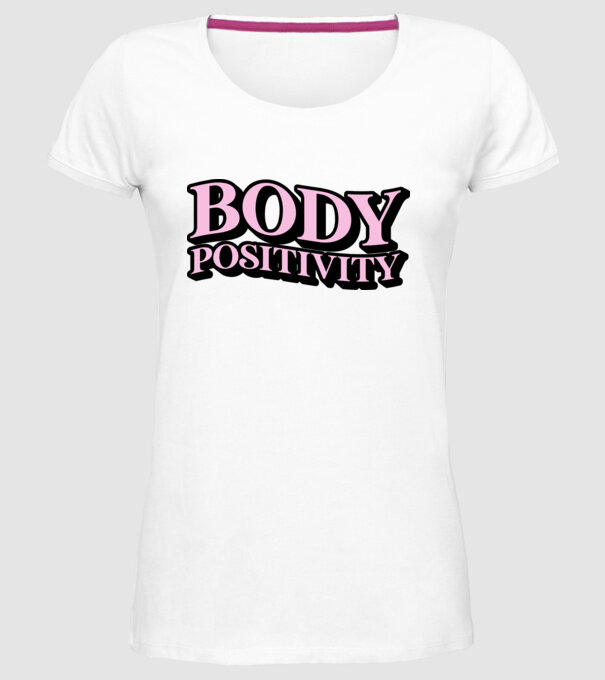 BodyPositivity model alb pe tricou