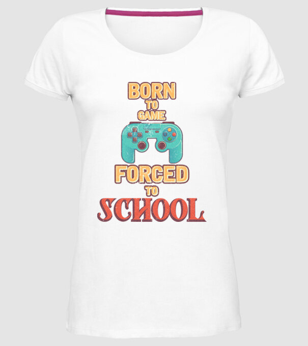 Born to game model alb pe tricou