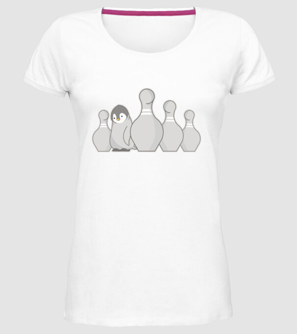 Bowling pinguin model alb pe tricou
