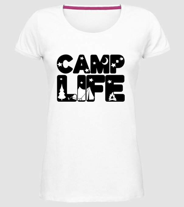 Camp life 2c model alb pe tricou