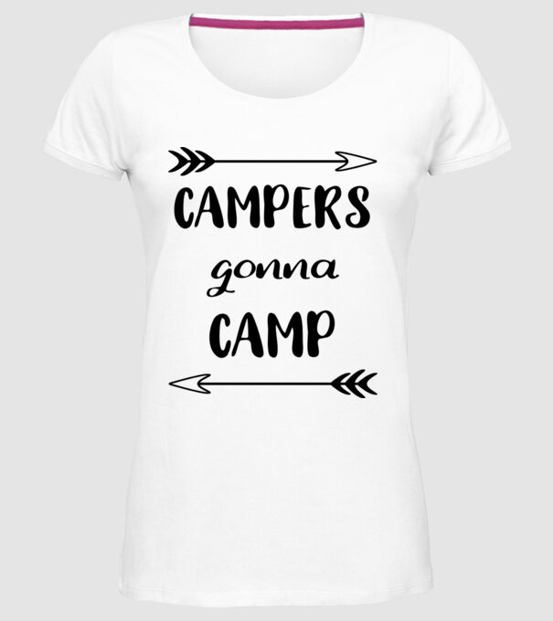 Campers gonna camp model alb pe tricou