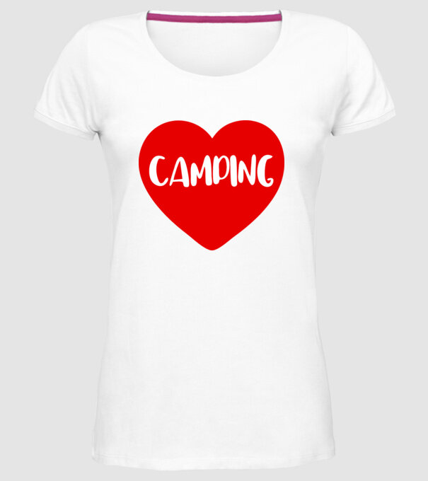 Camping heart model alb pe tricou