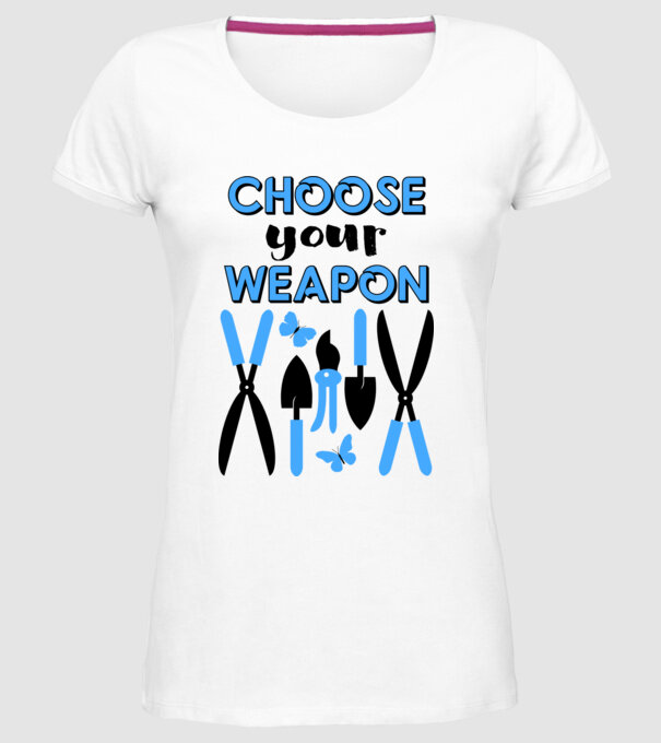 Choose your weapon model alb pe tricou