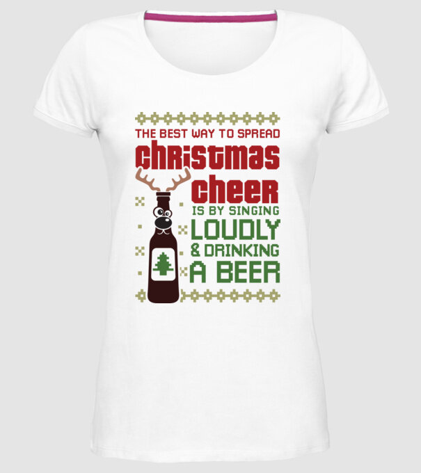 Christmas cheer beer pulovăr urât model alb pe tricou