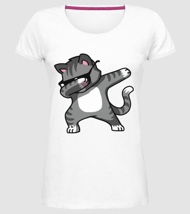 Pisică DAB model alb pe tricou