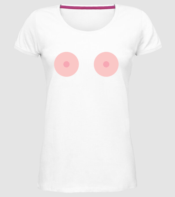 Țâțe model alb pe tricou
