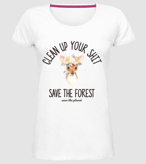 Clean up your shit model alb pe tricou