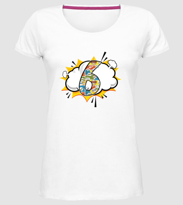 Birthday Comic Number 6 model alb pe tricou