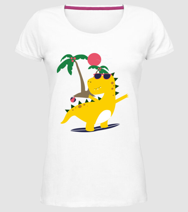 dinozaur drăguț vară model alb pe tricou