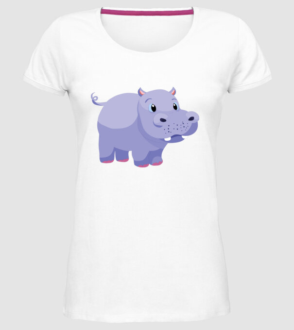 Hipopotam drăguț model alb pe tricou