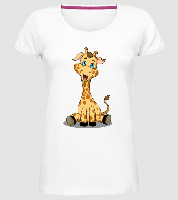 Cute giraffe model alb pe tricou