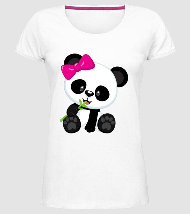 cute panda girl model alb pe tricou