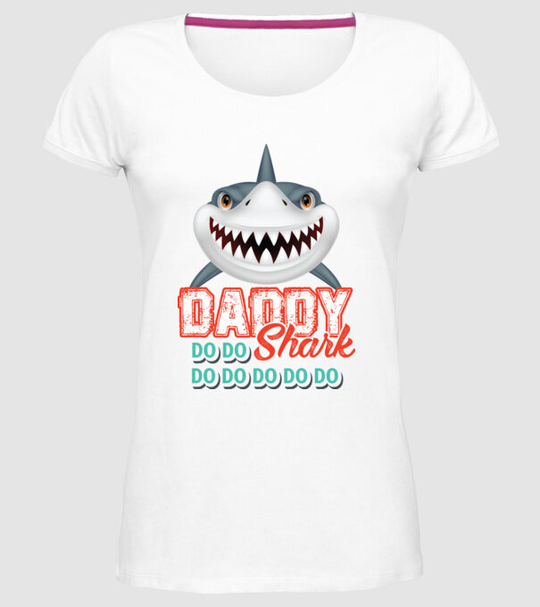 Daddy shark model alb pe tricou