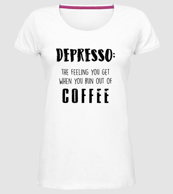 Depresso model alb pe tricou