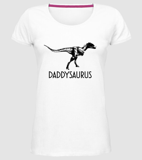 Familia de dinozauri Daddysaurus model alb pe tricou