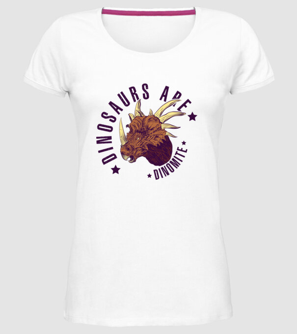 Dinomite model alb pe tricou