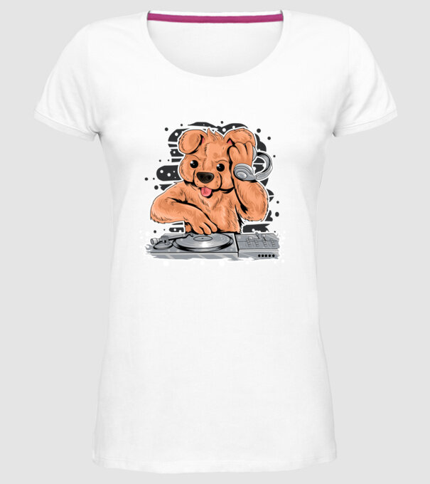 Urs Dj model alb pe tricou