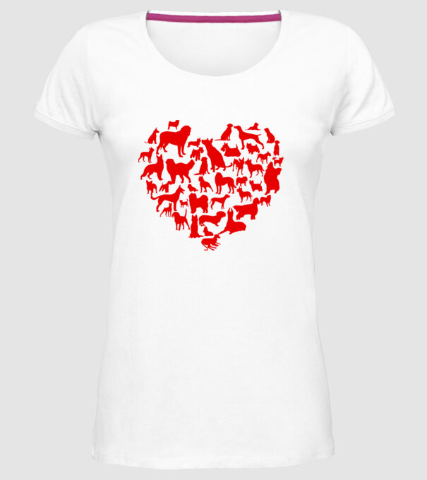 Doggy heart model alb pe tricou
