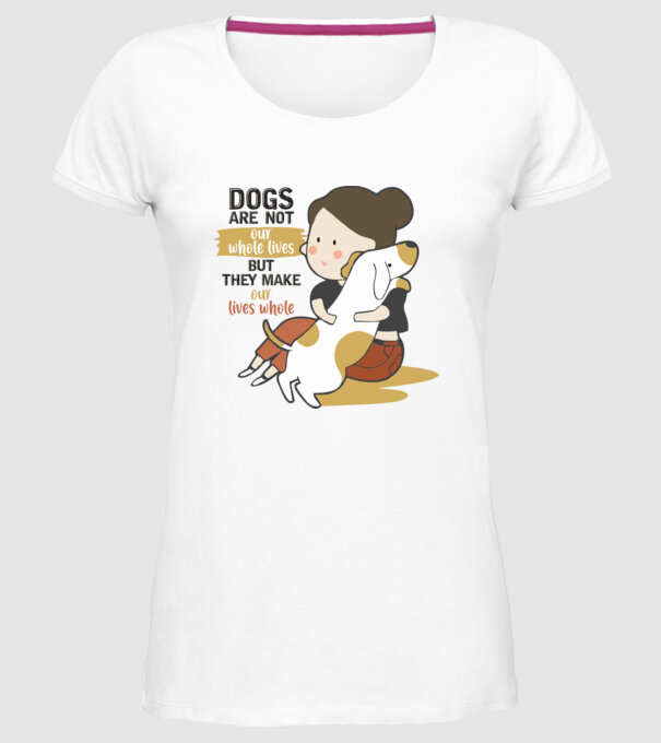 Dogs make our lives whole model alb pe tricou