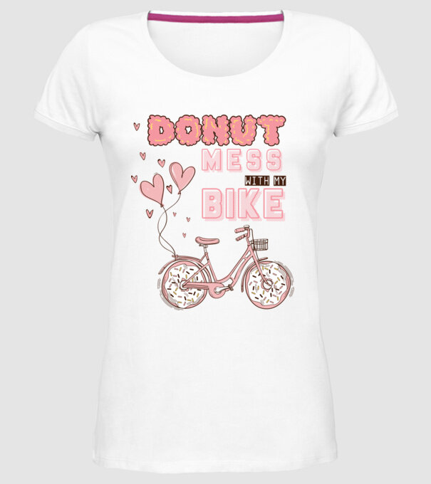 Donut mess with my bike model alb pe tricou