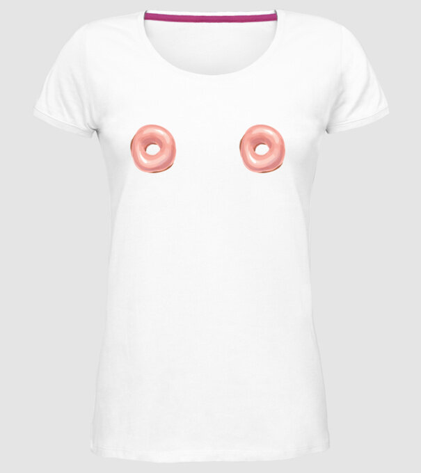 Donut titties model alb pe tricou
