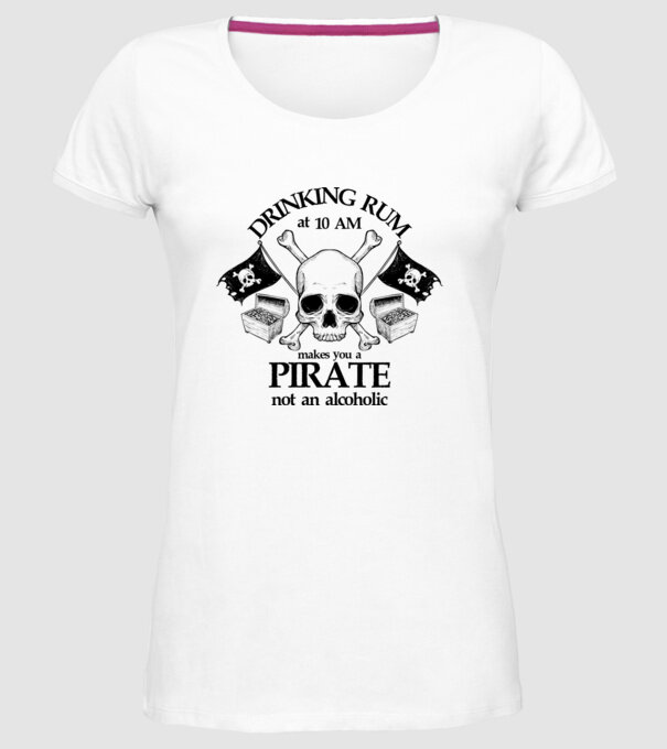 Drinking rum model alb pe tricou
