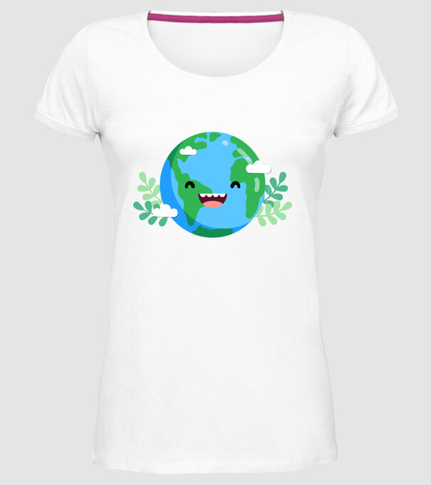 Earth smiley model alb pe tricou