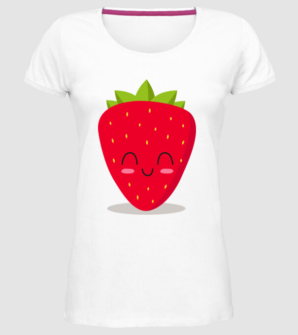 Căpșuni model alb pe tricou