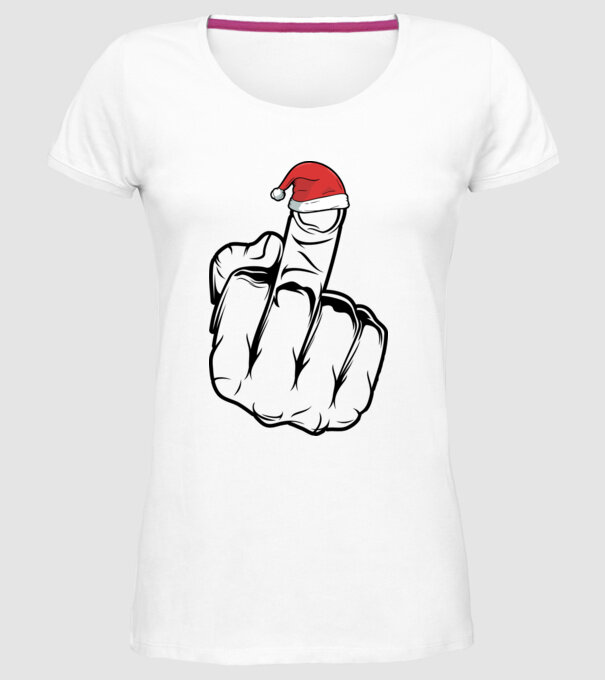 f u christmas model alb pe tricou
