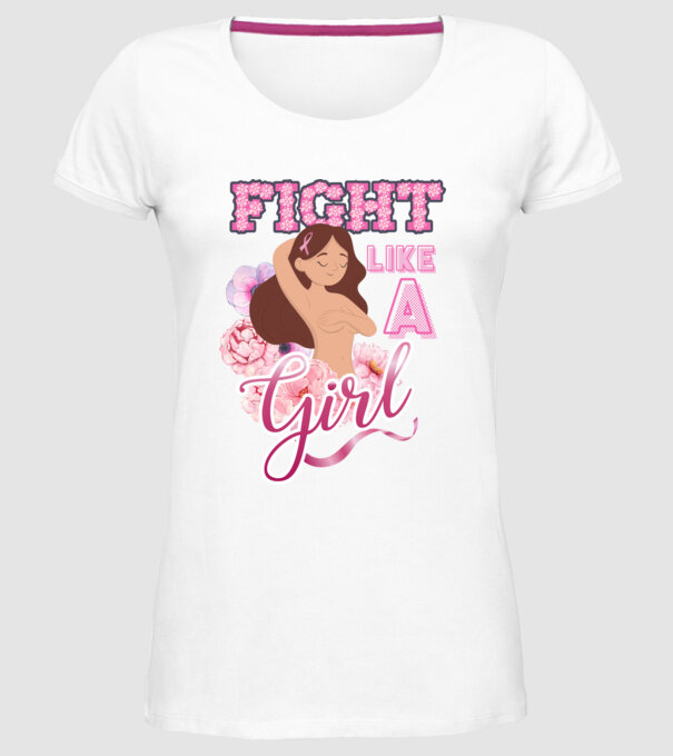 FIGHT like a girl model alb pe tricou