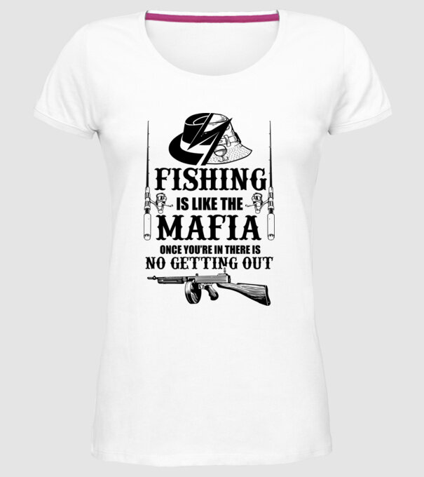 Fishing is like mafia model alb pe tricou