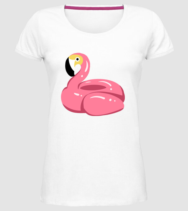 Flamingo colac de înot model alb pe tricou