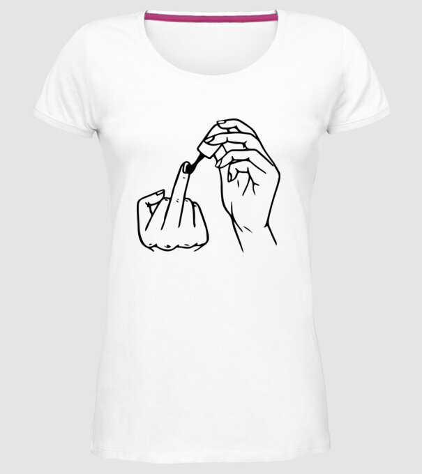 Nail polish Fuck U model alb pe tricou