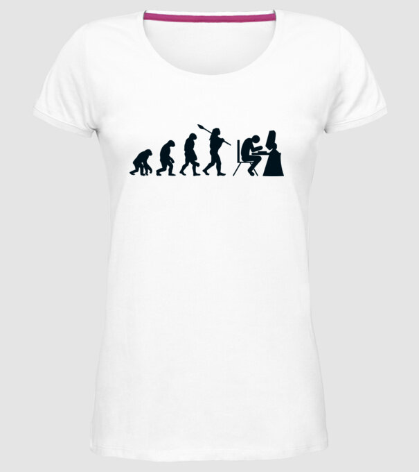 Game evolution model alb pe tricou