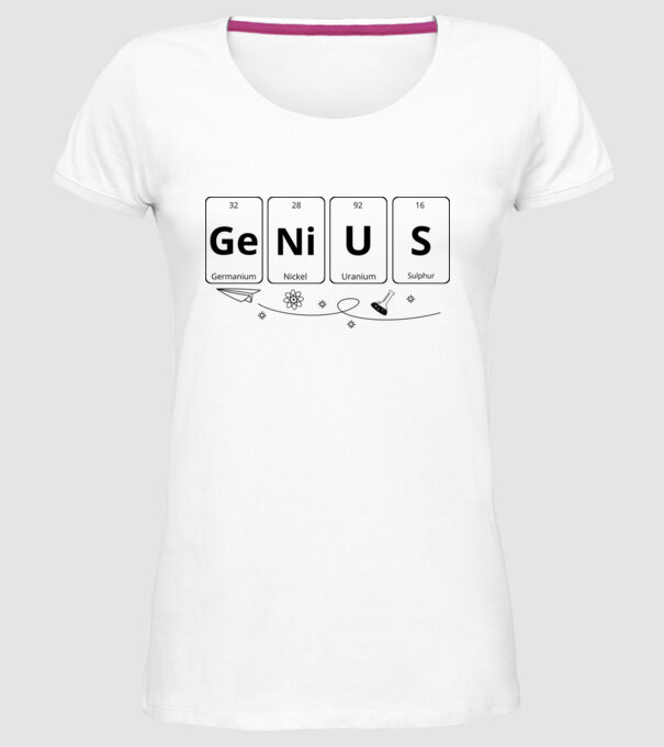 Genius periodic model alb pe tricou