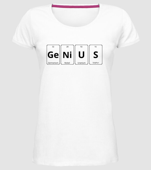 Genius periodic model alb pe tricou