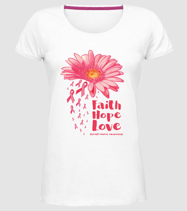 Gerbera faith hope love model alb pe tricou