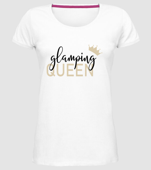 Glamping queen model alb pe tricou