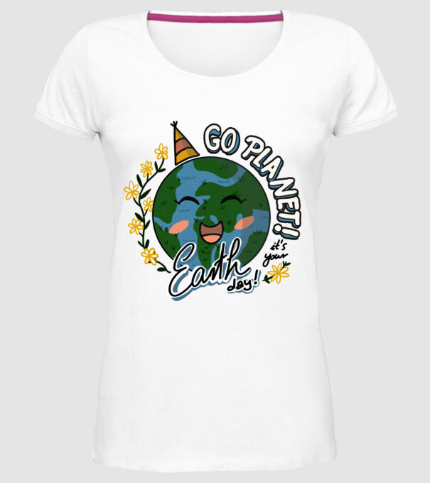 Go planet model alb pe tricou