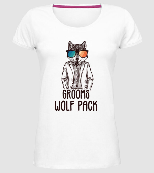 Grooms wolf pack model alb pe tricou