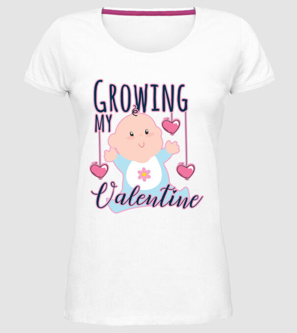 Growing my Valentine model alb pe tricou