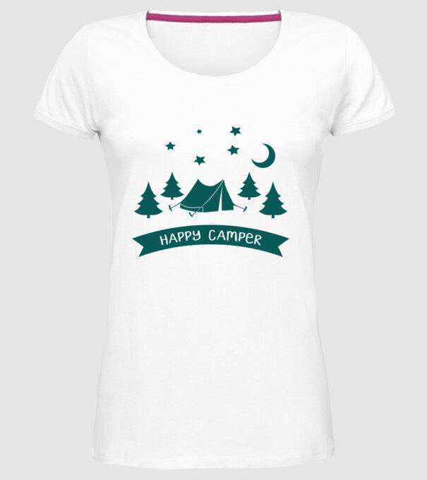Happy camper tent model alb pe tricou