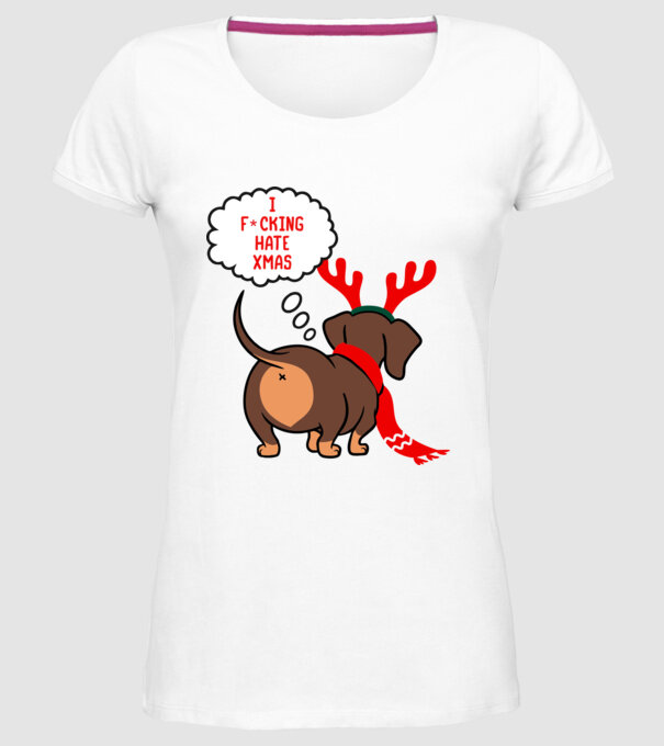 Hate Xmas model alb pe tricou