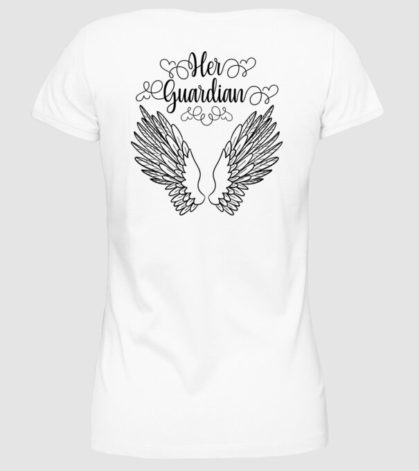 Her Guardian model alb pe tricou