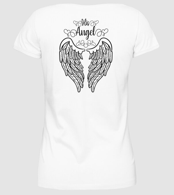 His Angel model alb pe tricou