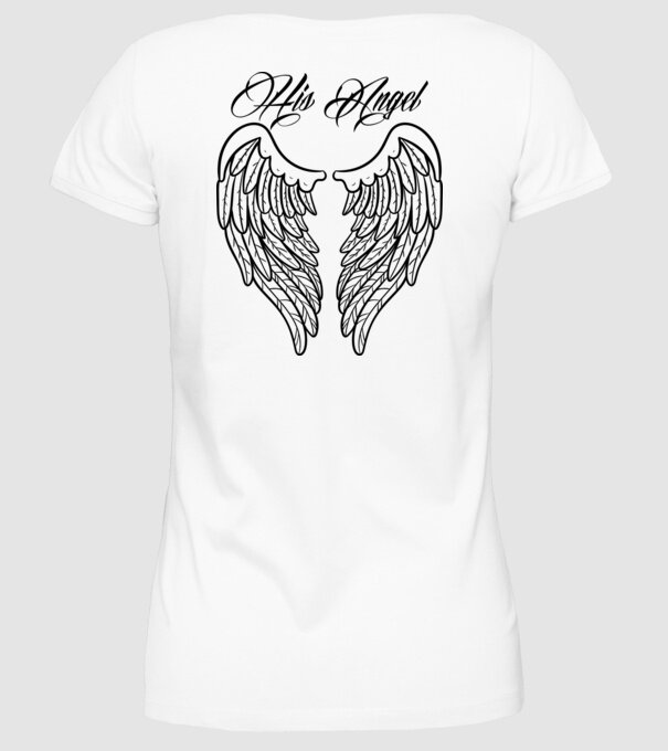 His Angel model alb pe tricou