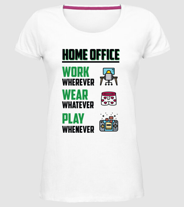 Home office model alb pe tricou