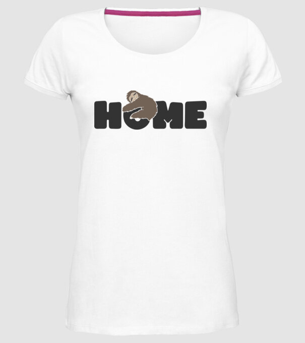 Home Sloth model alb pe tricou